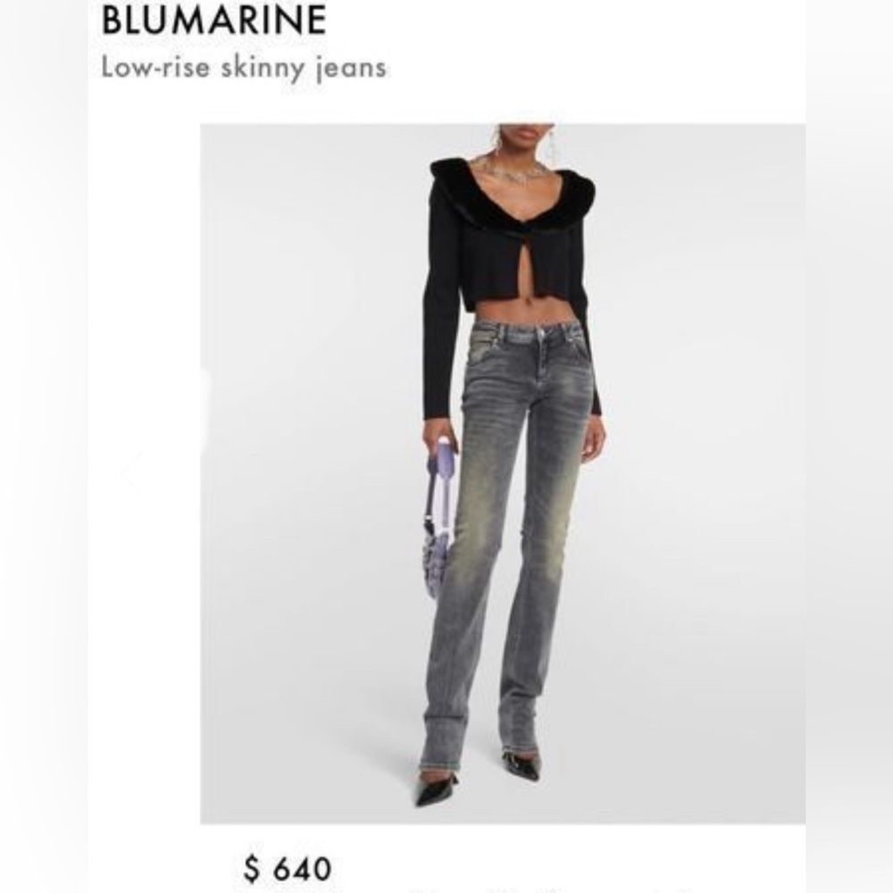 Blumarine Designer Italian Skinny Jeans Distressed Black/Gray Women size 8/44